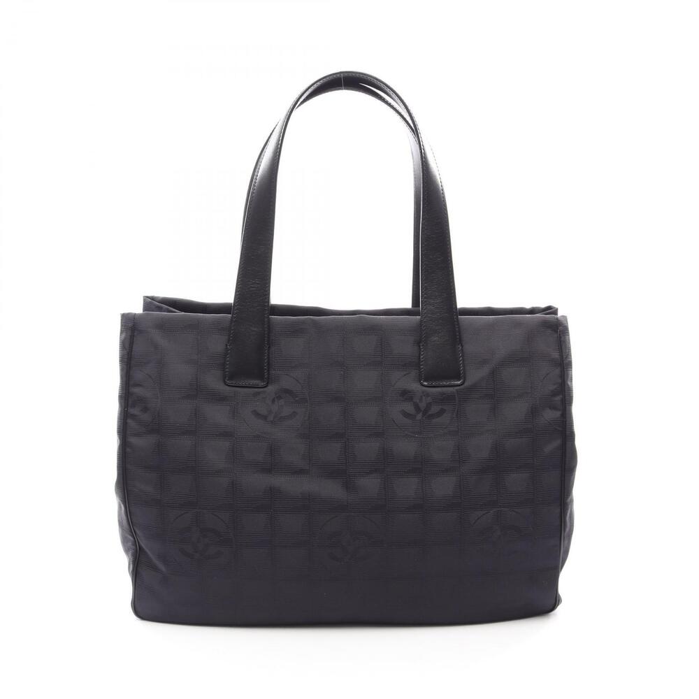 Chanel Travel Tote Bag Leather Canvas Black